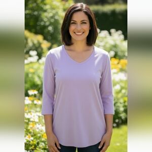 Croft & Barrow® Elbow-Sleeve Splitneck Women's Top Size Large (EUC)